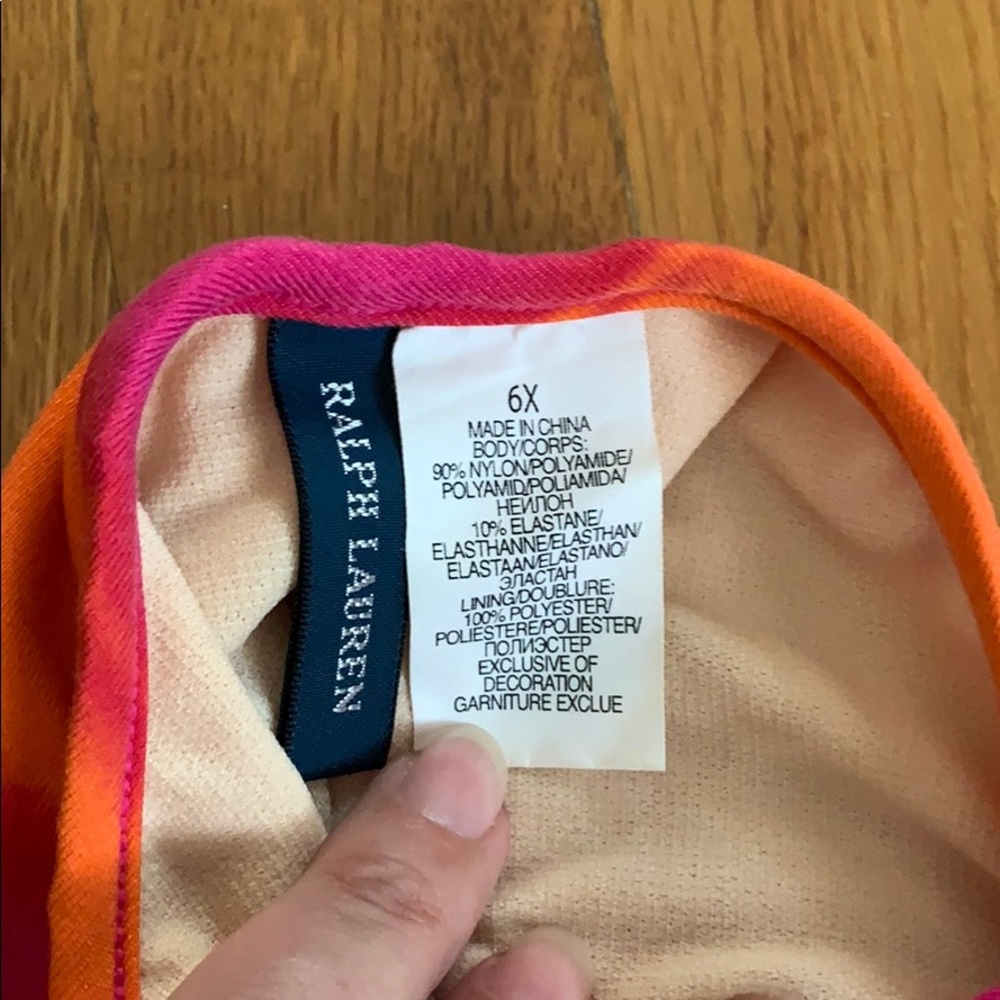 Ralph Lauren one piece, orange and pink, 6x - Picture 4 of 6